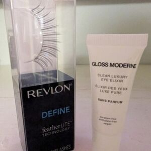 SET Gloss Moderne Eye Elixir And Revlon Define featherLITE False Eyelashes